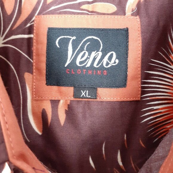 Veno Mens Button Down Shirt XL Tropical Leaves 340 - Picture 3 of 5